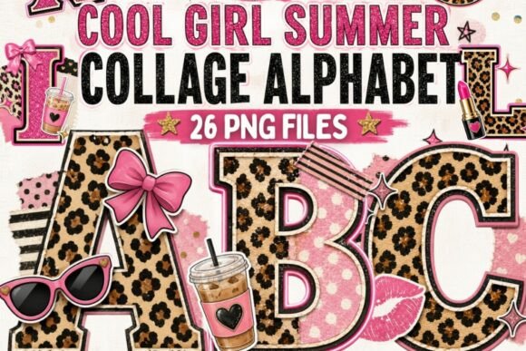 Download Cool Girl Summer Collage Alphabet PNG - Alphabet Collection