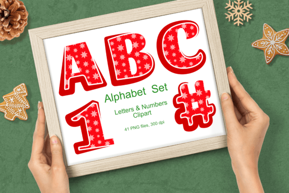 Download Red Xmas Stars Pattern Alphabet Clipart - Alphabet Collection