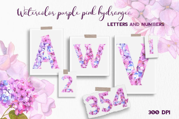 Download Purple Pink Hydrangea Floral Alphabet - Alphabet Collection