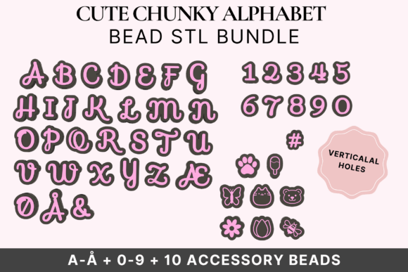 Download Soft Script Alphabet Bead STL Bundle - Alphabet Collection