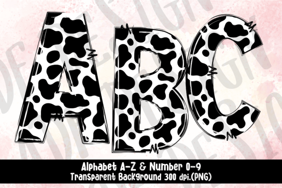 Download Cow Print Doodle Alphabet Clip Art PNG - Alphabet Collection