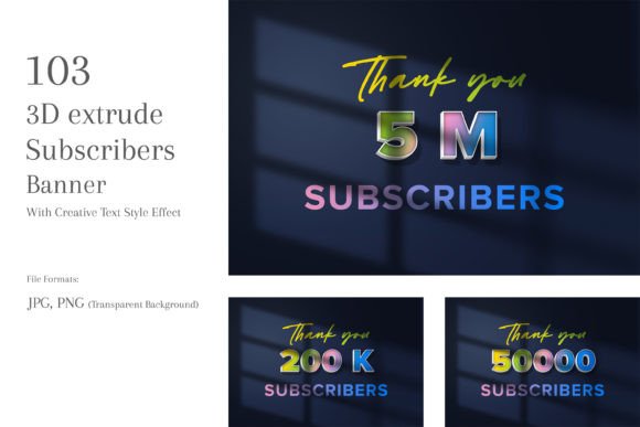 Download 3D Extrude Subscribers Banners Set 80 - Premium Bundle