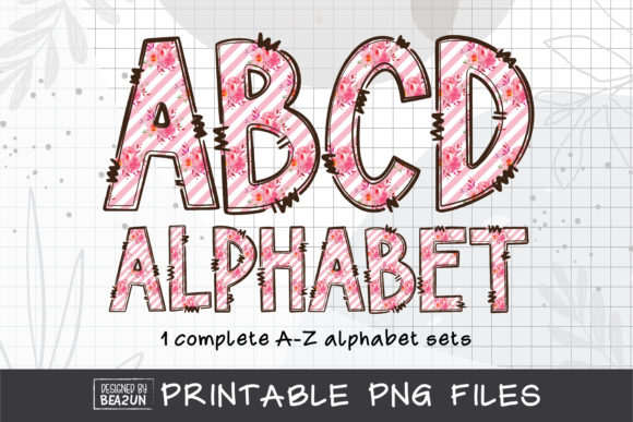 Download Pink Rose Stripe Alphabet Sublimation - Alphabet Collection