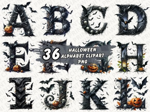 Download Halloween Alphabet Clipart Sublimation - Alphabet Collection